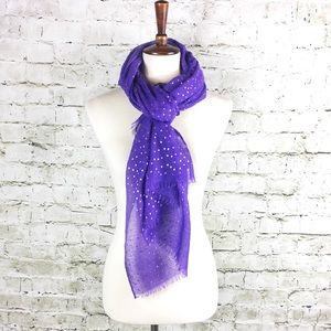 Charming Charlie Purple Metallic Dot Scarf
